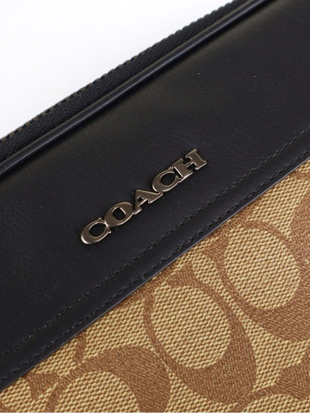 Coach Brown Signature Canvas Messenger Bag with Black Trim - Picture 7 of 7